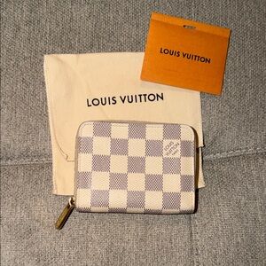 Louis Vuitton Damier Azur Small Zip-Around Wallet in Cream and Light Blue